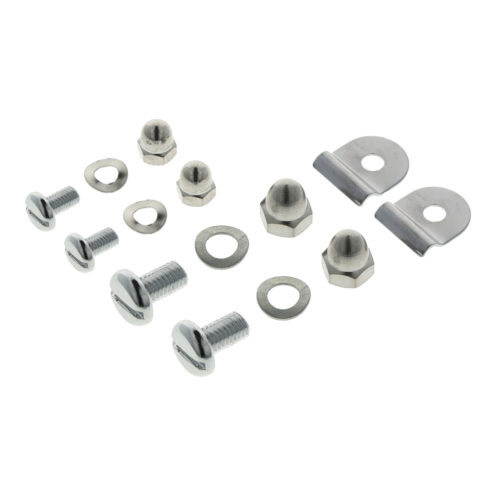 SET decoration screws, welting / piping clamp, cap nuts (chromed) + spring washers - for KR51