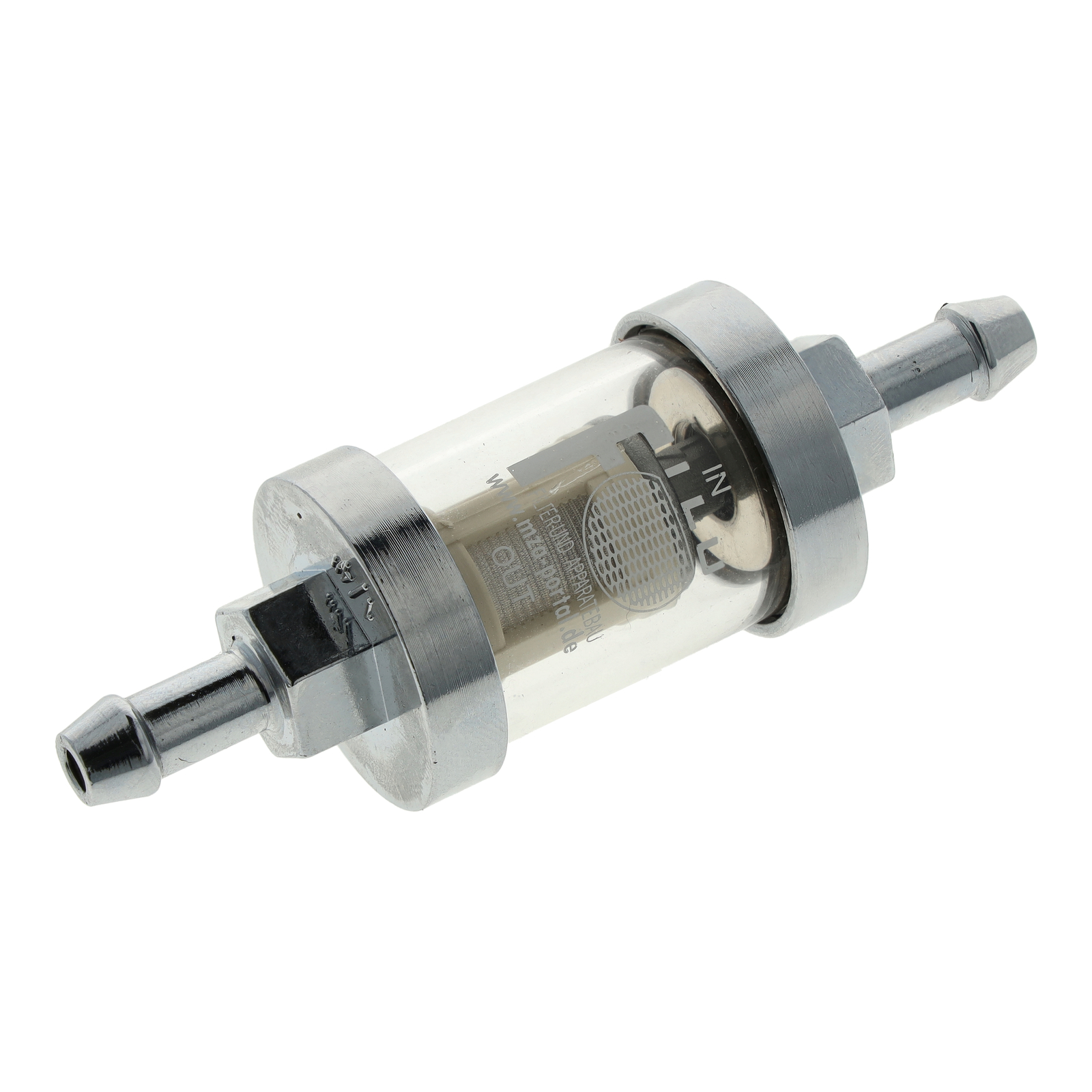 Fuel filter, solid metall, outer caliber 28mm, connection 6mm, SIMSON