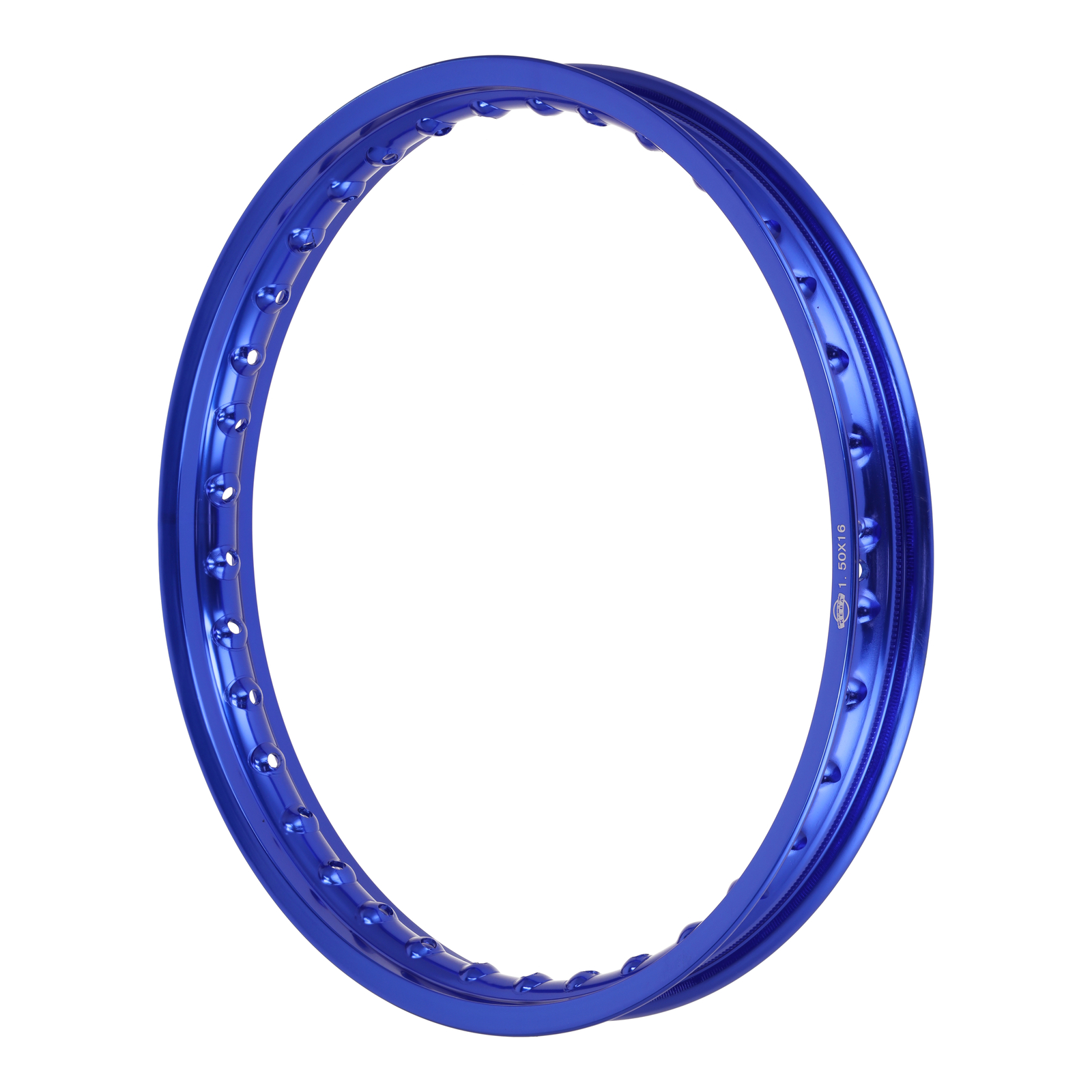 Alufelge 1,50x16 - 36 Loch - blau eloxiert und poliert
