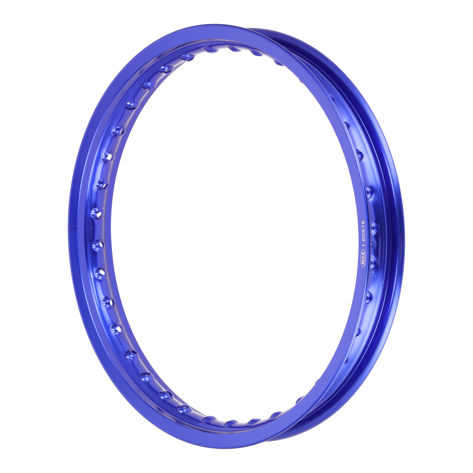 Alufelge 1,60x16 - 36 Loch - blau eloxiert und poliert