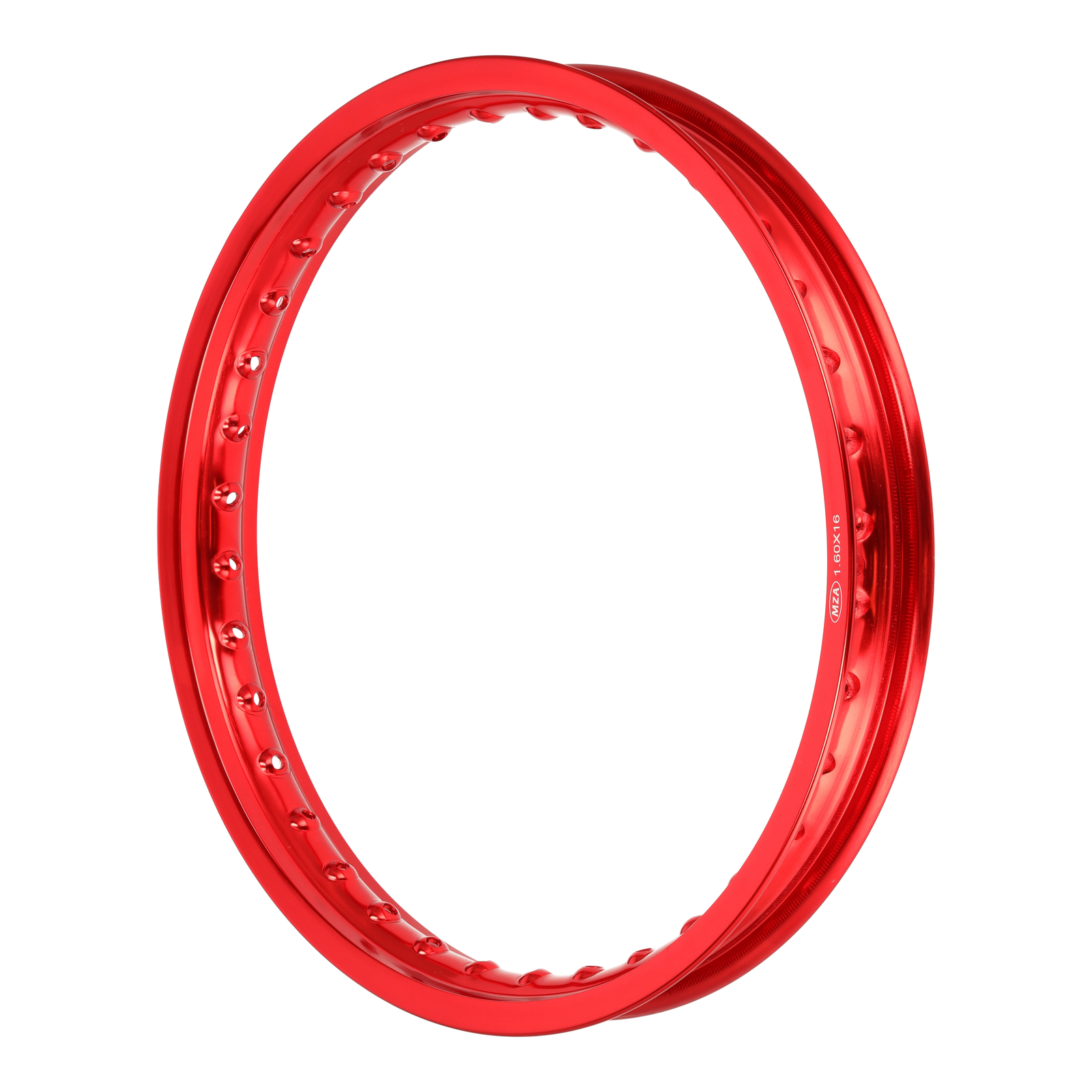 Alufelge 1,60x16 - 36 Loch - rot eloxiert und poliert