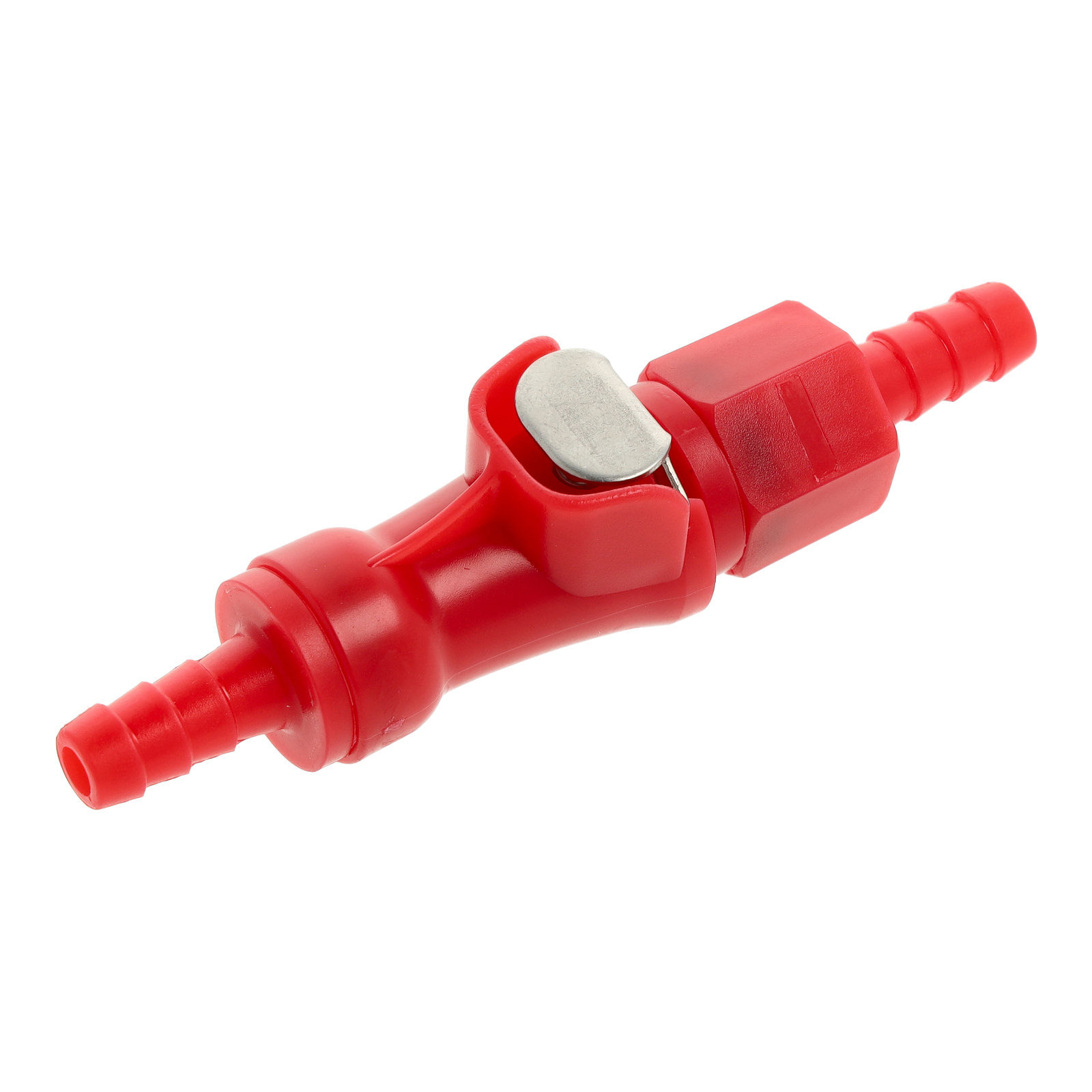 Steckkupplung f. Kraftstoffschlauch - rot - Benzinbeständig - Anschlüsse ø innen 4,7, ø außen 7,3 mm