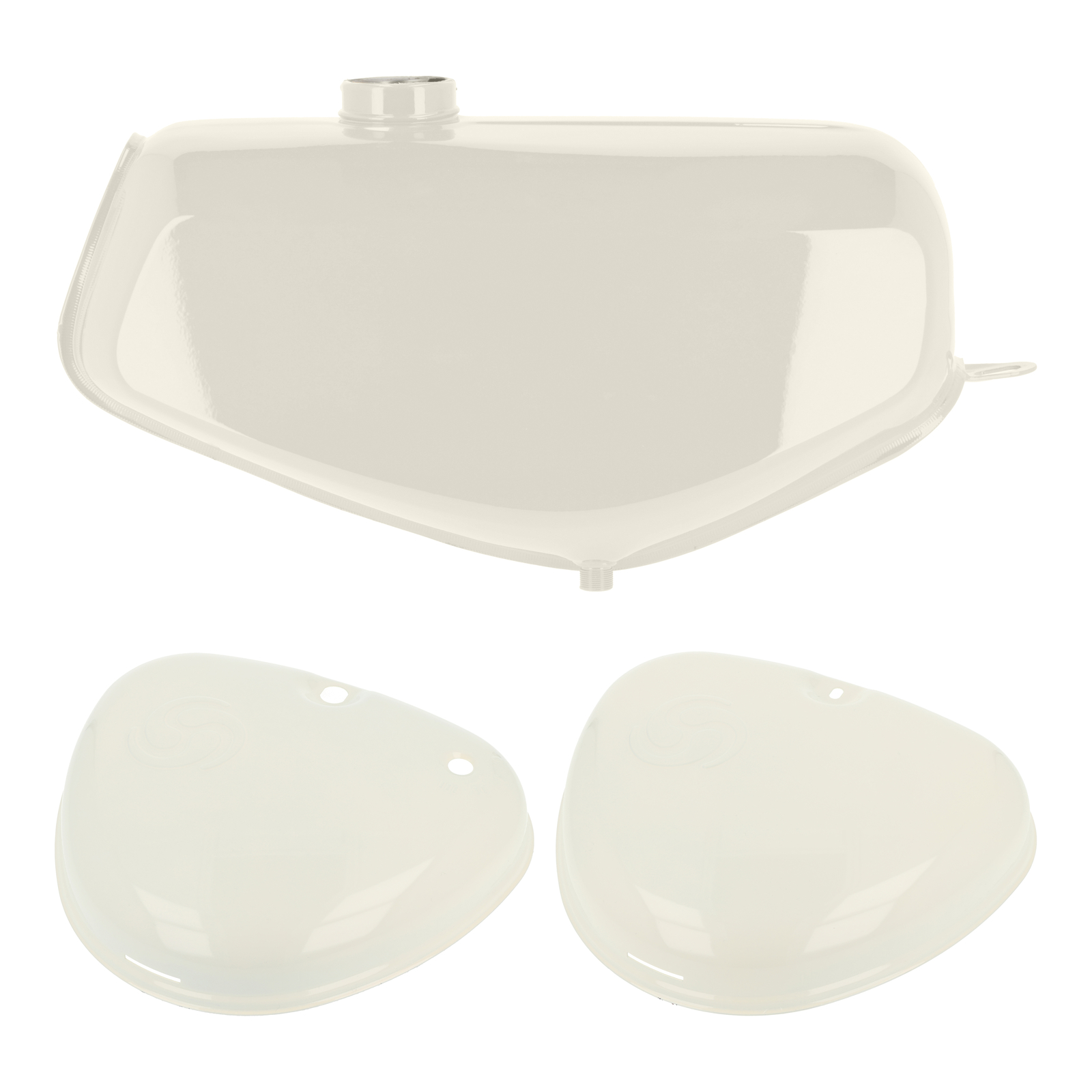 Conjunto depósito de combustible + tapas laterales - blanco alabastro - S51, S70