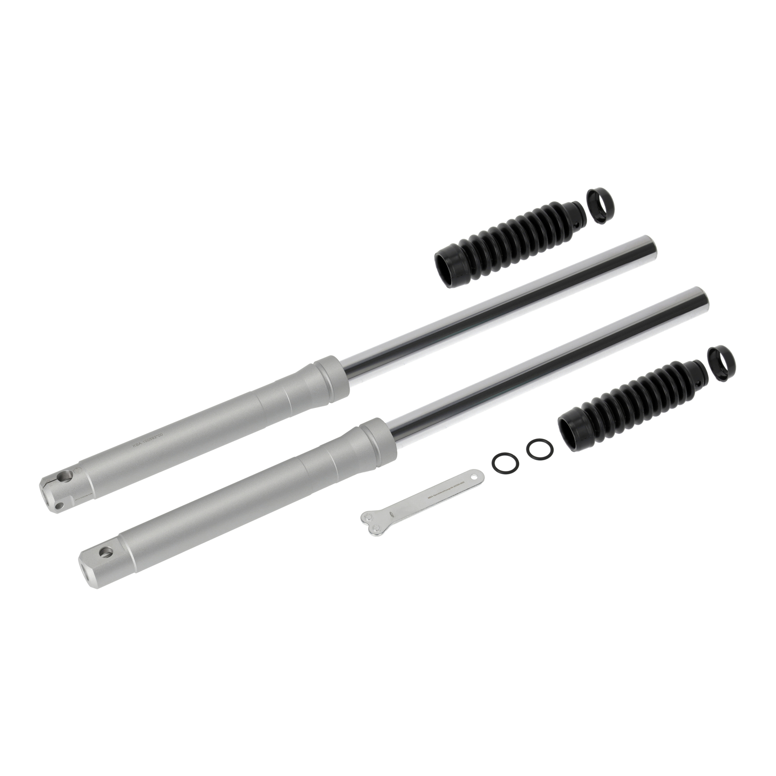 Fork tubes for front fork with hydraulic damping + telescopic gaiters - drum brake, silver satin - S50, S51, S51E, S70, S70E, S53, S83
