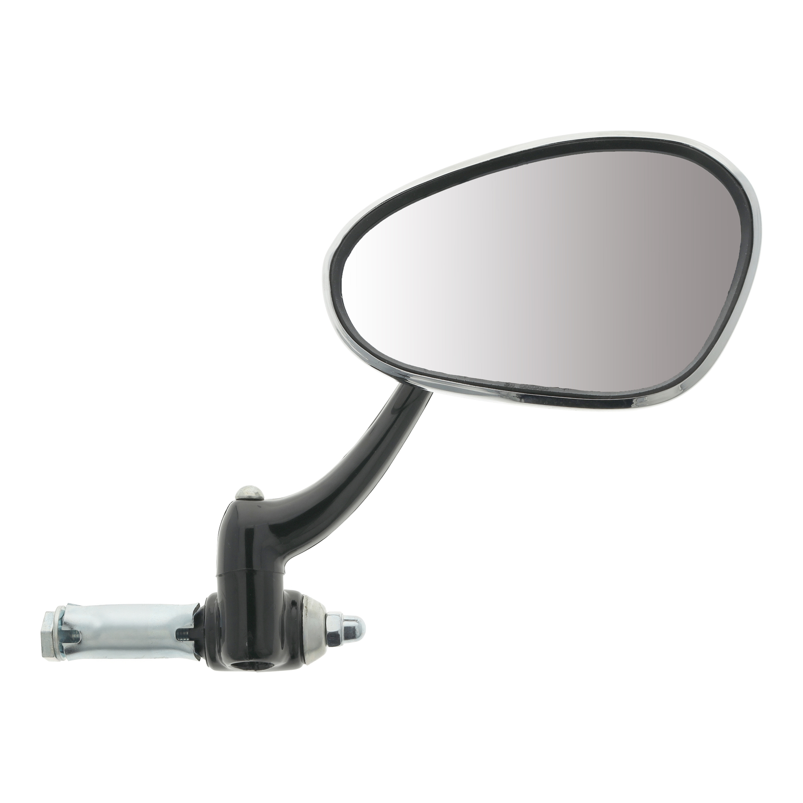 Rückblickspiegel, rechts, chrom - Innenlenkerbefestigung - mit Kunststoffarm schwarz, einklappbar
