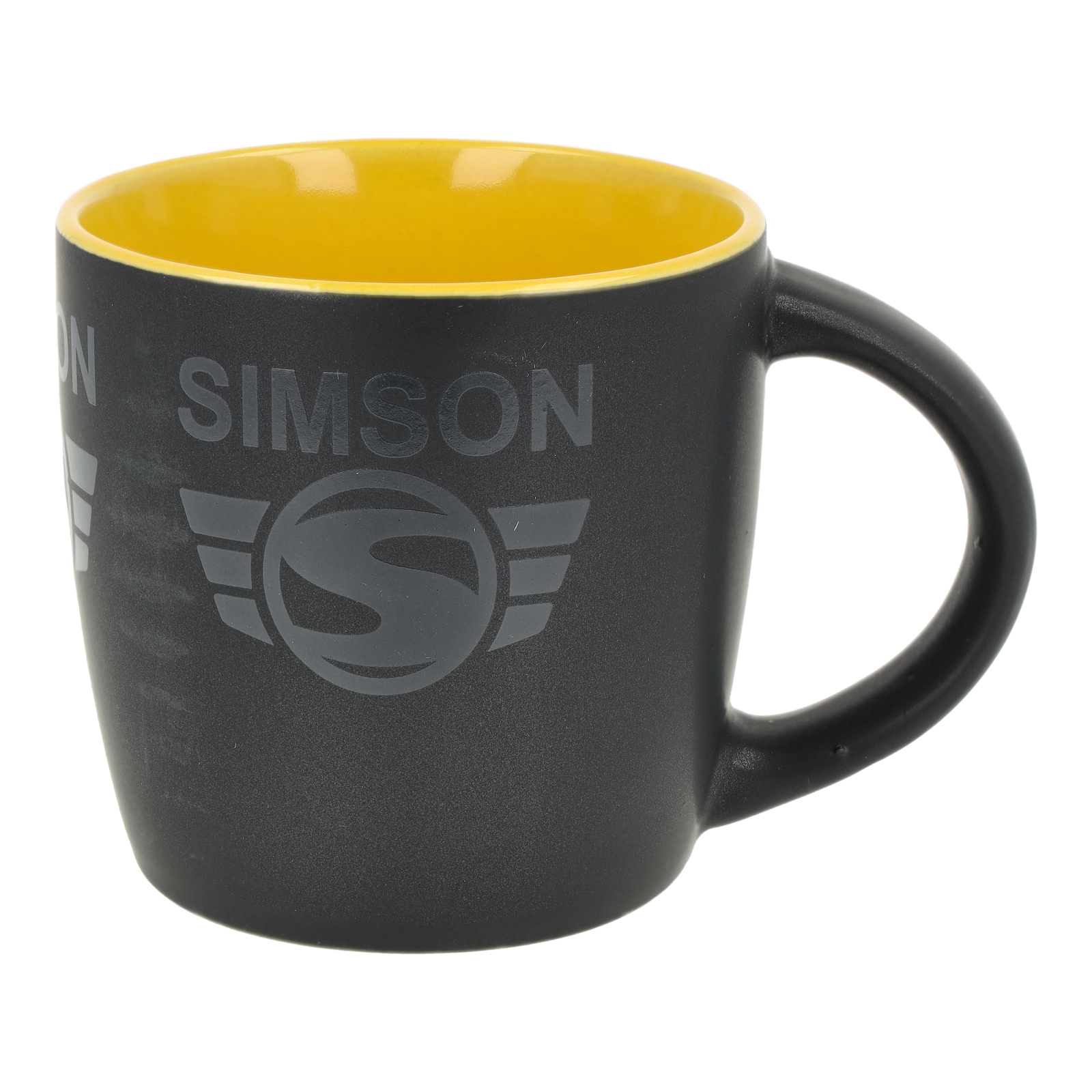 Mug, color: matt black, yellow - motif: ""SIMSON""